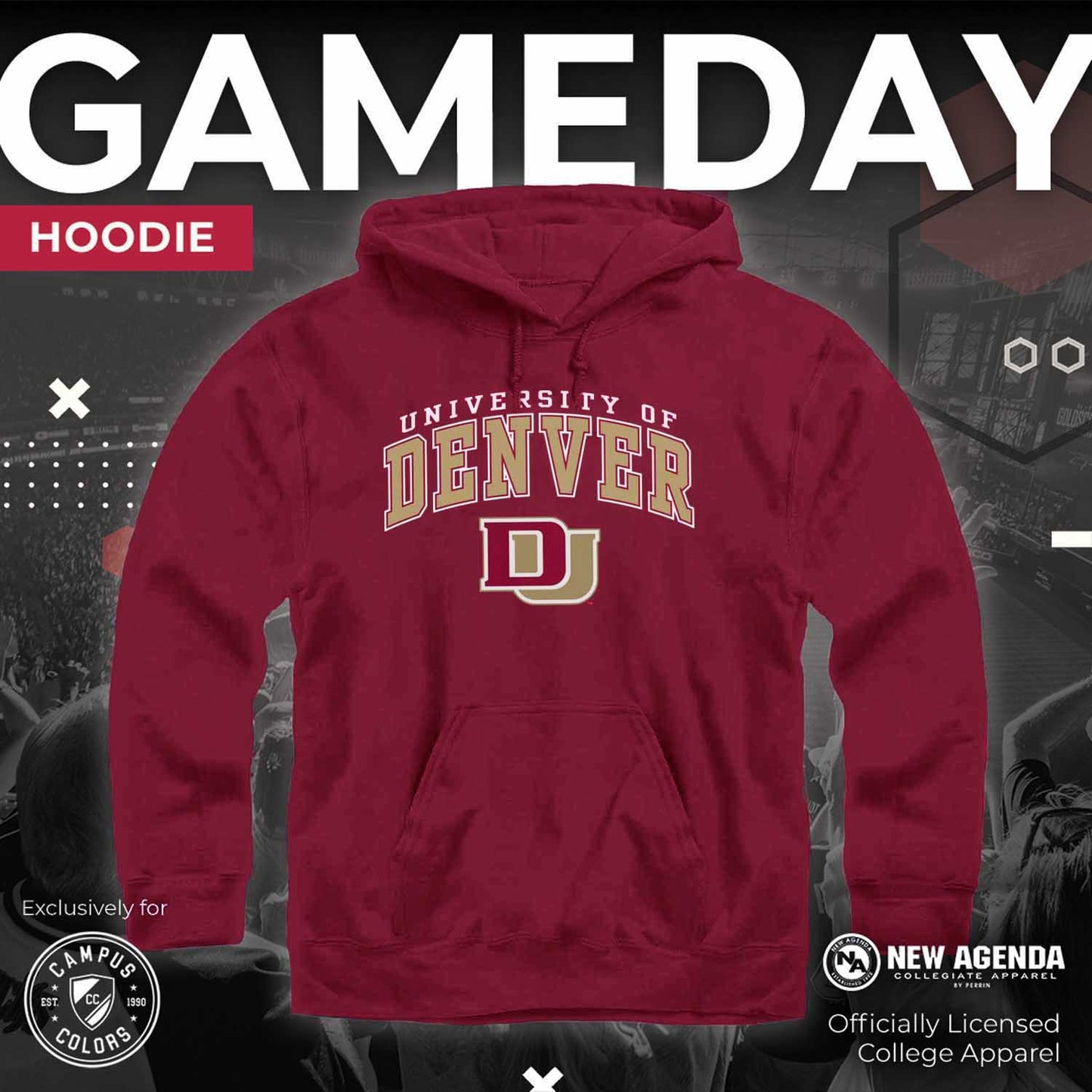 Denver Pioneers Adult Arch & Logo Soft Style Gameday Hooded Sweatshirt