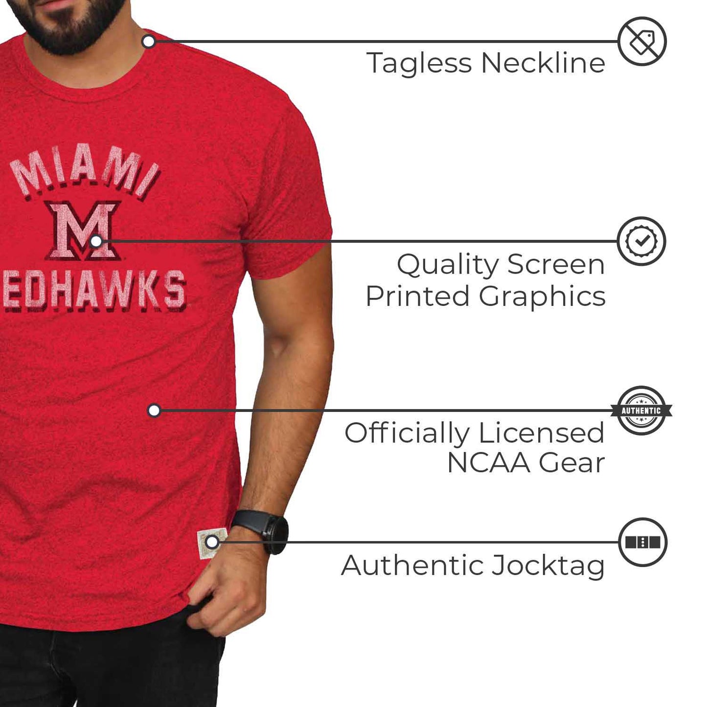 Miami Redhawks Miami Redhawks Adult College Team Color T-Shirt