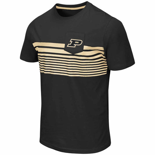 Purdue Boilermakers  Adult NCAA Futuna Short Sleeve Pocket T-Shirt  - Black