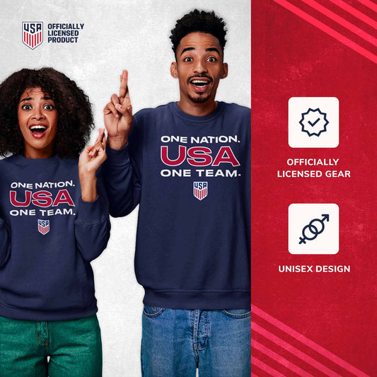 USA National Team USA National Team The Victory Officially Licensed Unisex Adult US National Soccer Team One Nation One Team Slogan Crewneck Sweatshirt