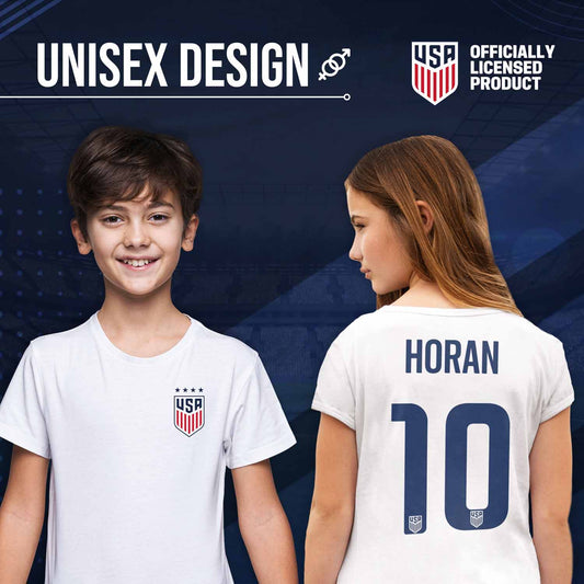 USA National Team USA National Team The Victory Officially Licensed Youth US Women's National Soccer Team Lindsey Horan Name & Number T-Shirt