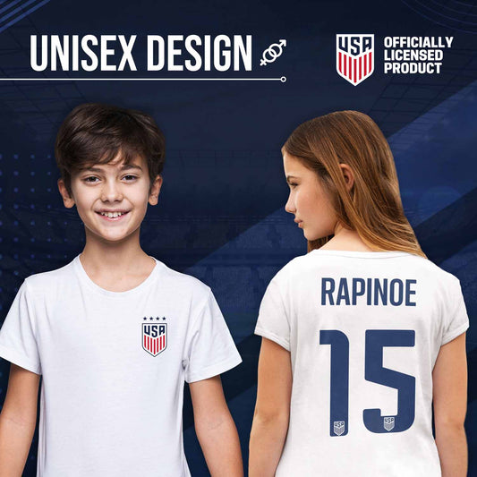 USA National Team USA National Team The Victory Officially Licensed Youth US Women's National Soccer Team Megan Rapinoe Name & Number T-Shirt