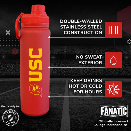 USC Trojans NCAA Stainless Steel Water Bottle - Cardinal