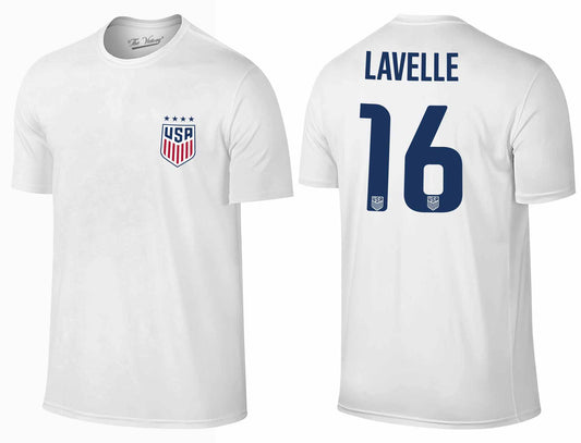USA National Team USA National Team The Victory Officially Licensed US Adult Women's National Soccer Team Rose Lavelle Name & Number T-Shirt