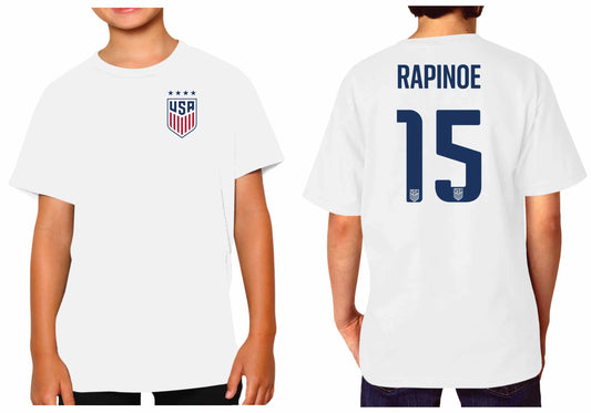 USA National Team USA National Team The Victory Officially Licensed Youth US Women's National Soccer Team Megan Rapinoe Name & Number T-Shirt