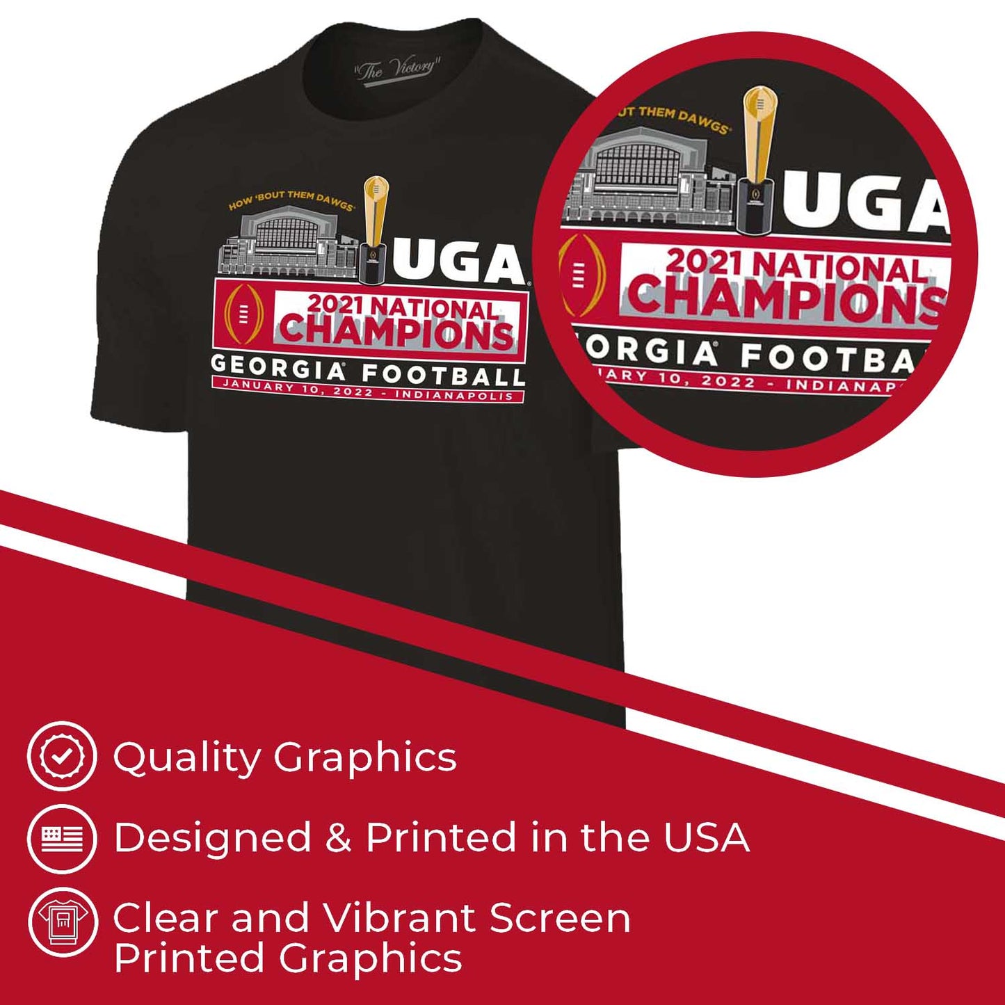 Georgia Bulldogs  2021 Adult Undisputed National Champions Short Sleeve T-Shirt