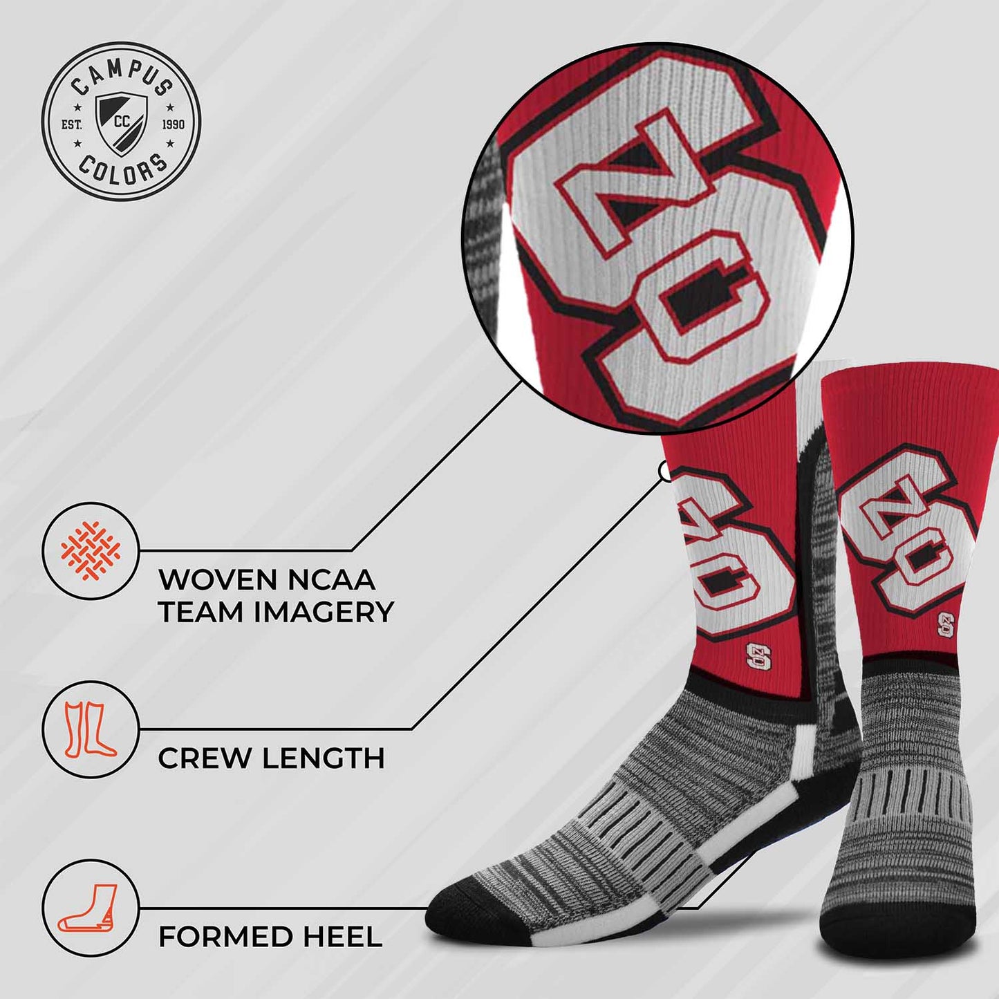 NC State Wolfpack Adult State and University Socks - Red