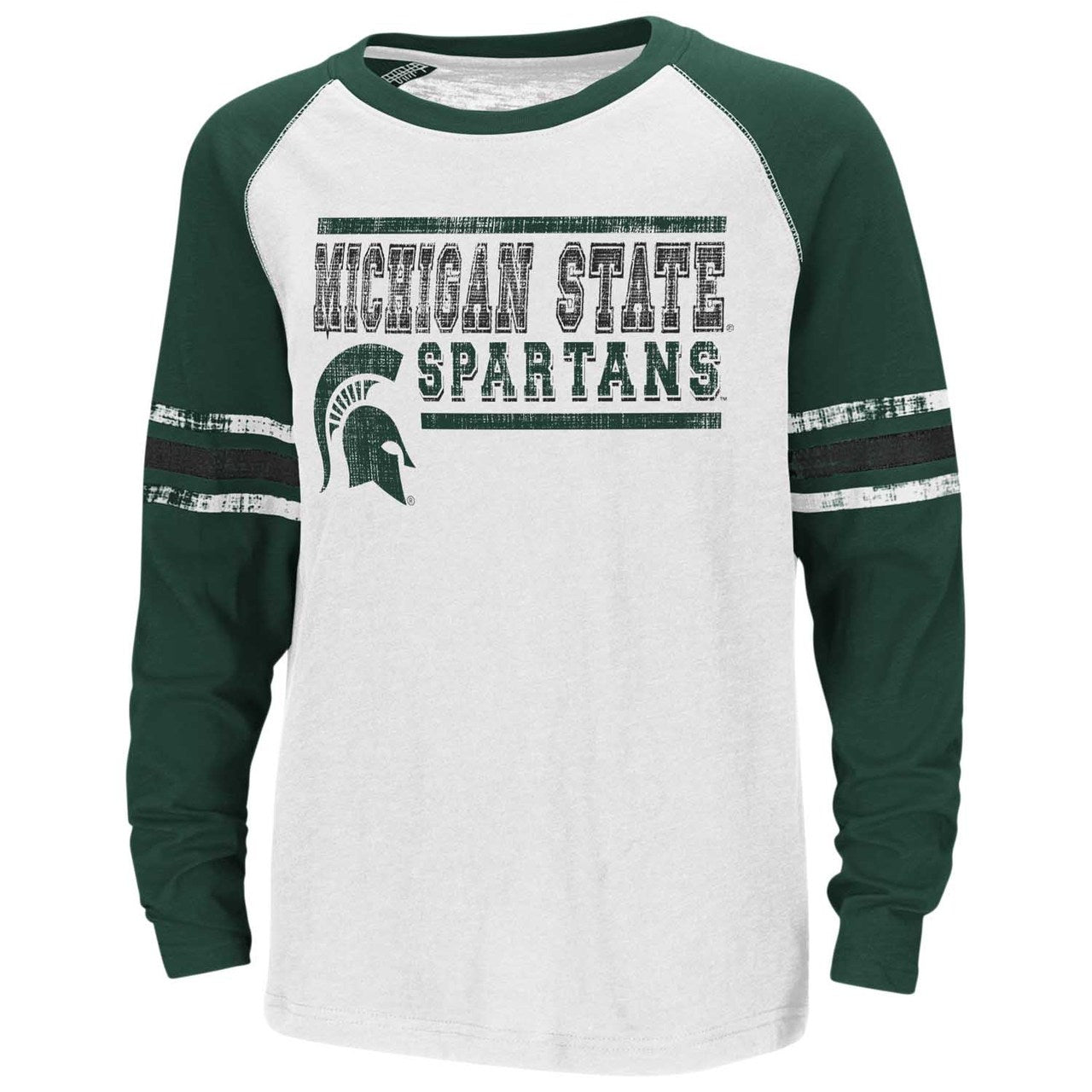 Michigan State Spartans Michigan State Spartans  Youth NCAA Marble Raglan Long Sleeve T-Shirt