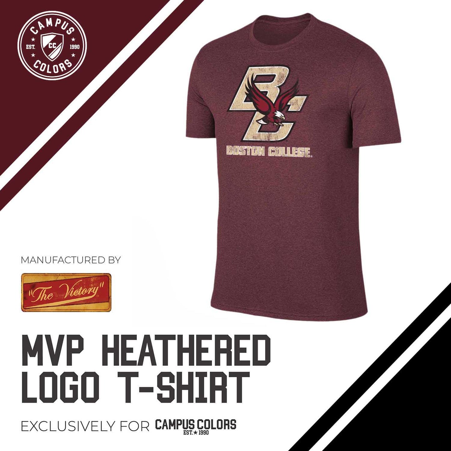 Boston College Eagles Adult MVP Heathered Logo TShirt - Maroon