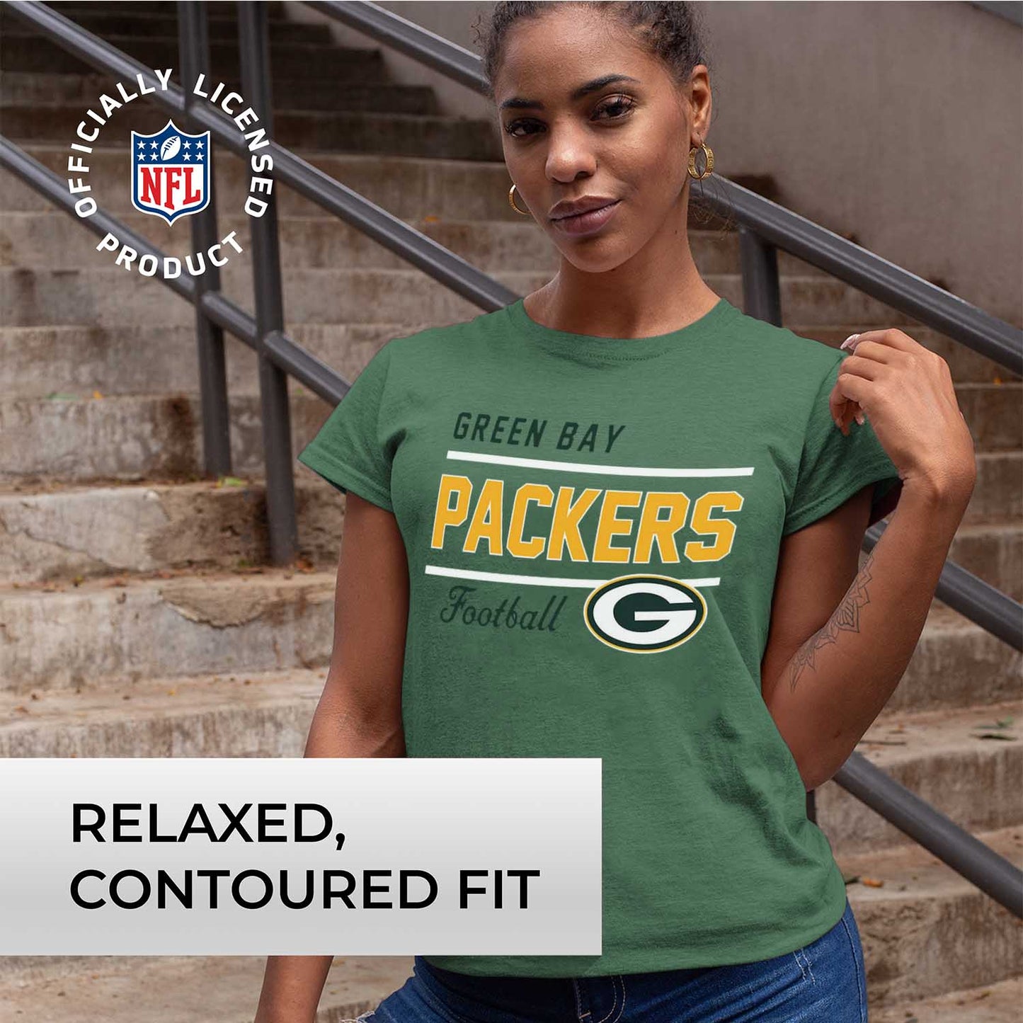 Green Bay Packers NFL Womens Relaxed Fit Tshirt - Green