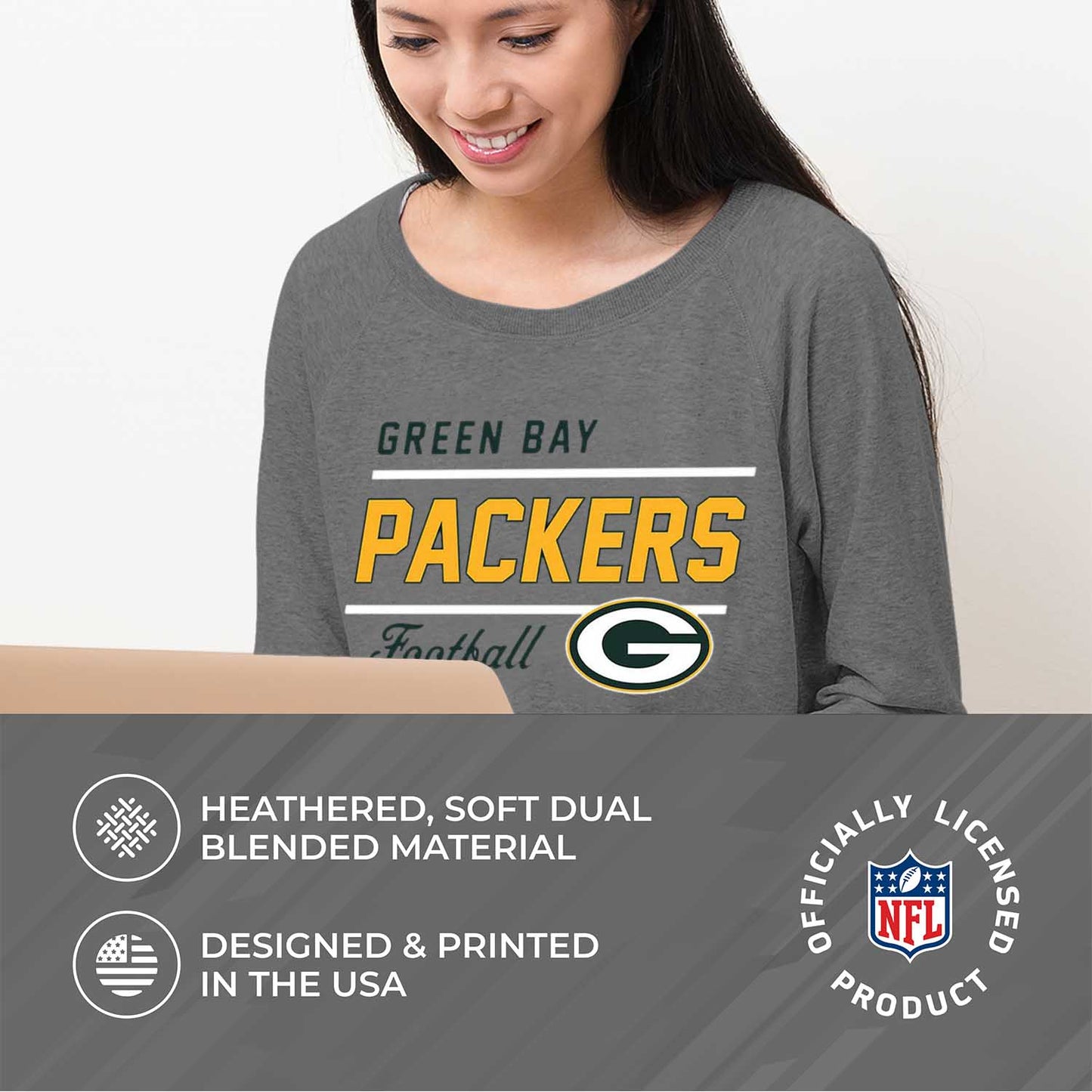 Green Bay Packers Green Bay Packers NFL Womens Crew Neck Light Weight