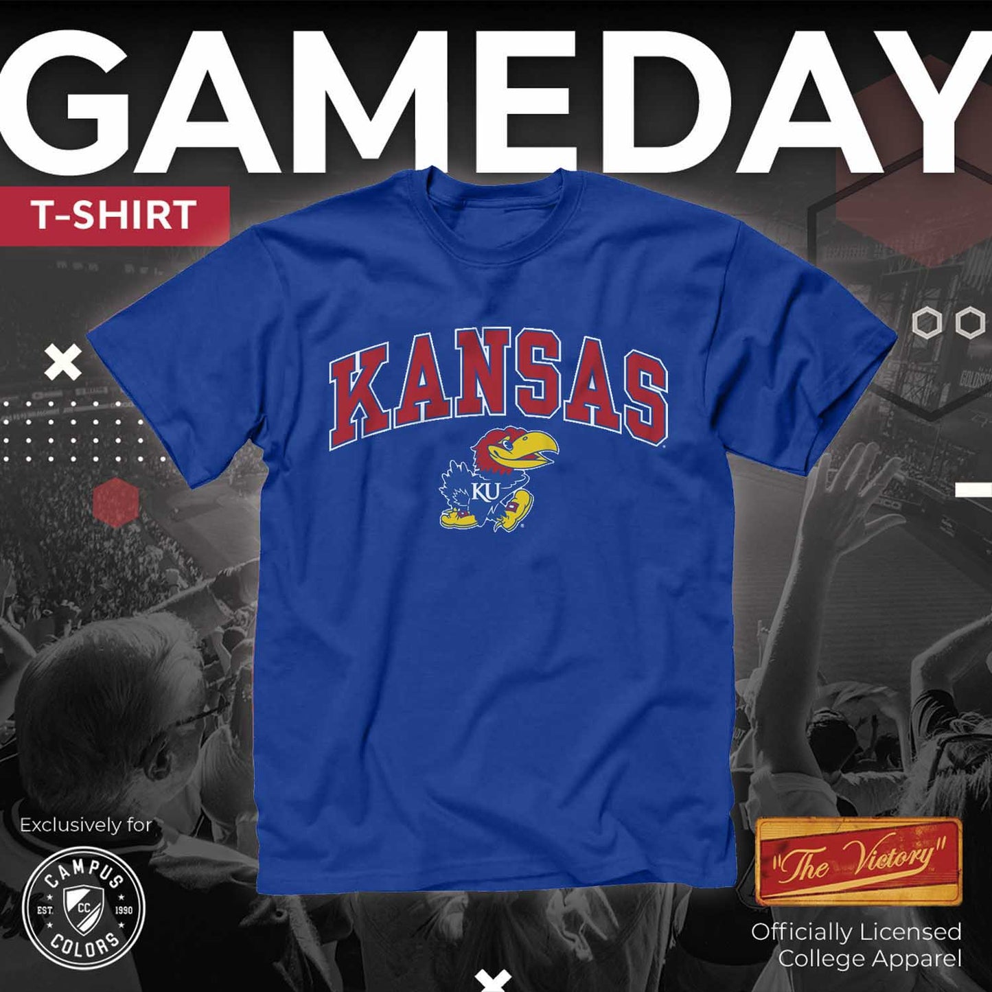 Kansas Jayhawks Adult Arch & Logo Soft Style Gameday T-Shirt - Royal