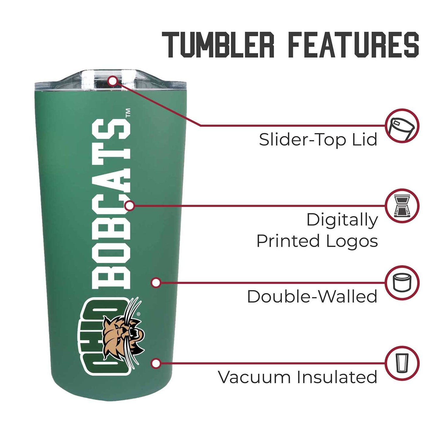 Ohio Bobcats NCAA Stainless Steel Tumbler perfect for Gameday - Green