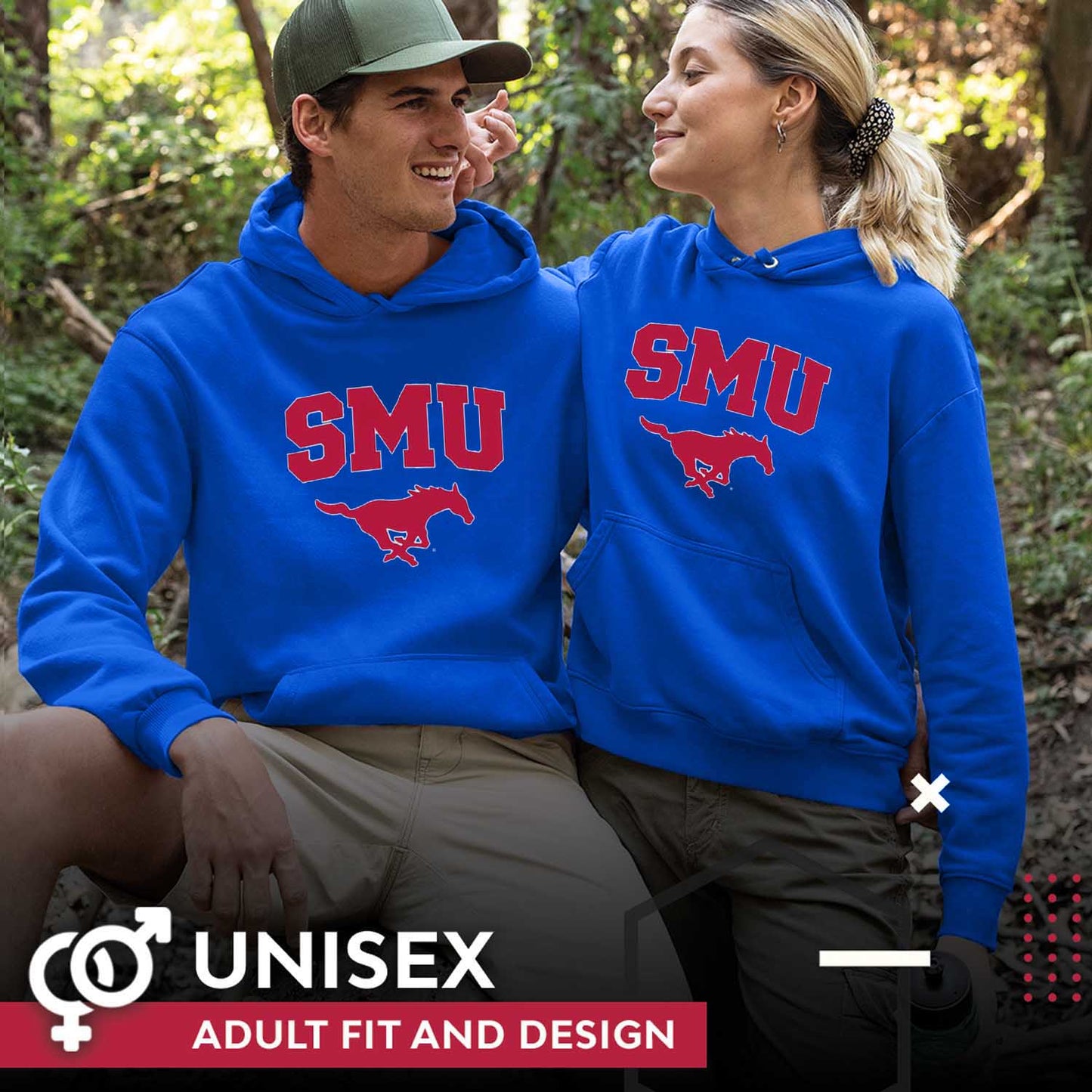 SMU Mustangs SMU Mustangs Campus Colors Adult Arch & Logo Soft Style Gameday Hooded Sweatshirt