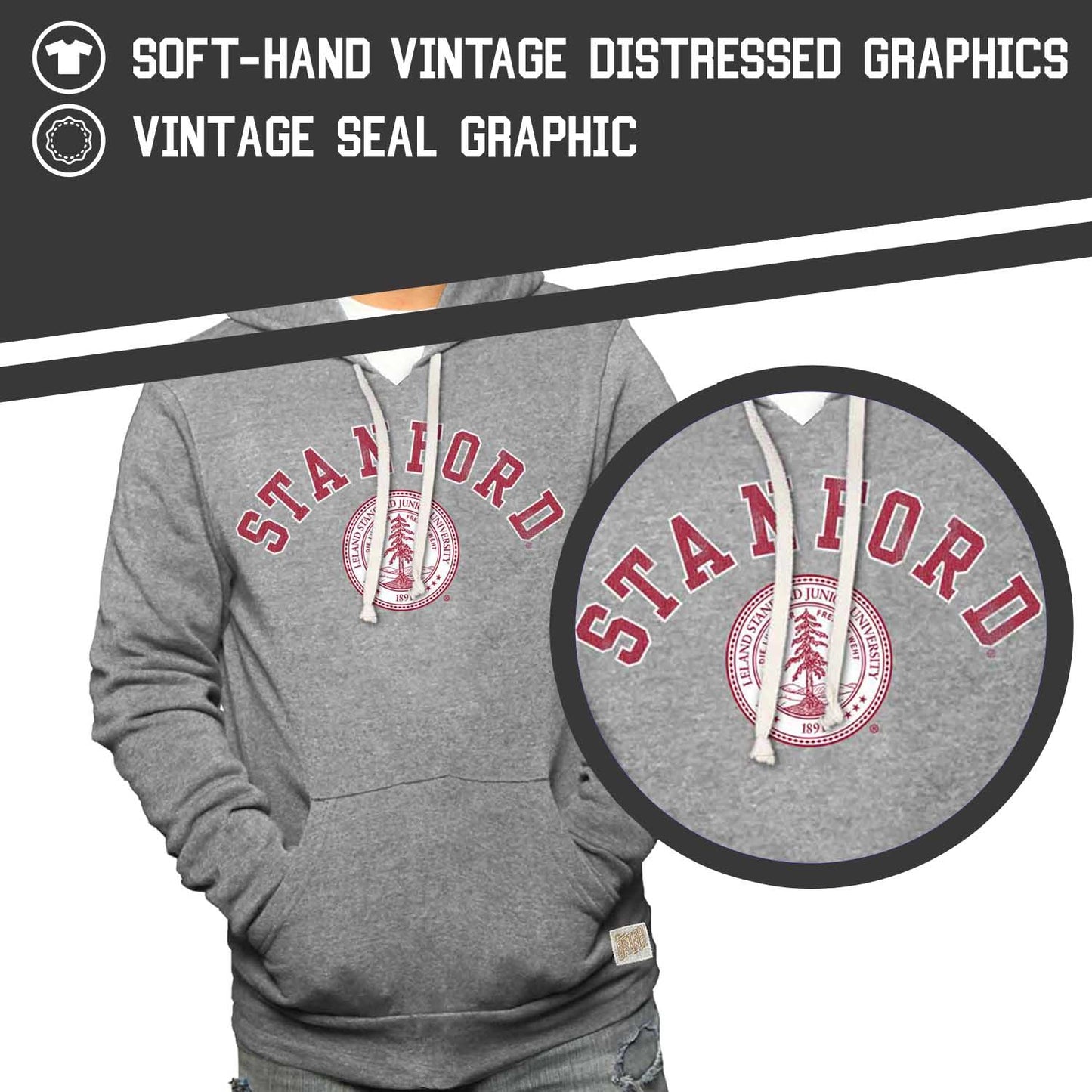 Stanford Cardinal Stanford Cardinal College Gray University Seal Hooded Sweatshirt