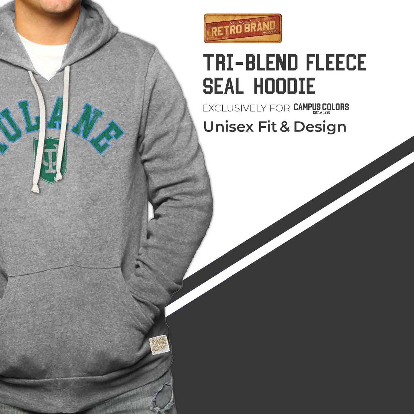 Tulane Green Wave Tulane Green Wave College Gray University Seal Hooded Sweatshirt