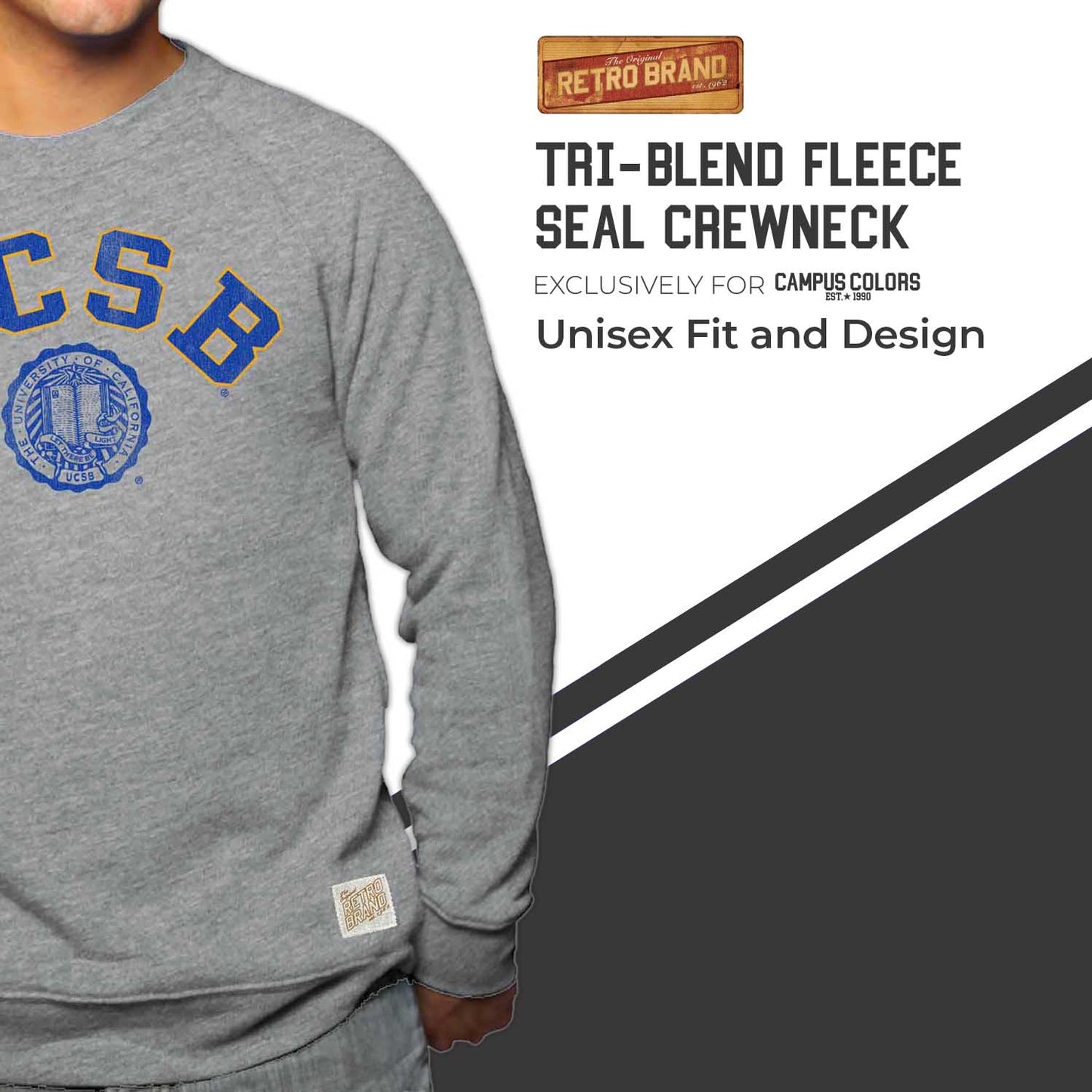 UCSB Gauchos UCSB Gauchos College Gray University Seal Crewneck Sweatshirt